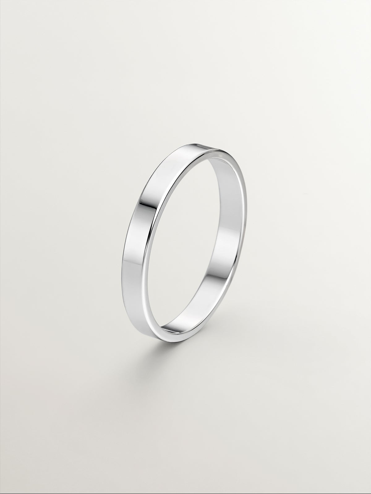3mm flat 18k white gold wedding band