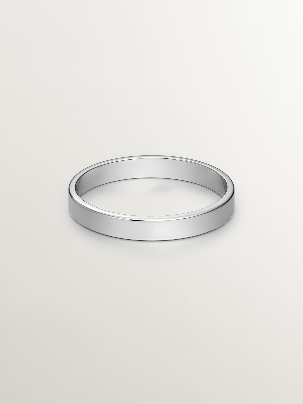 3mm flat 18k white gold wedding band
