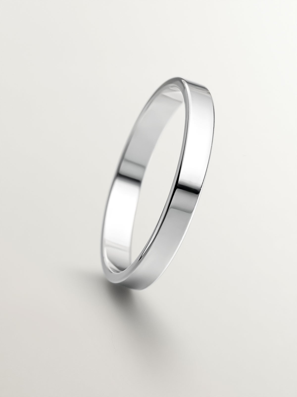 3mm flat 18k white gold wedding band