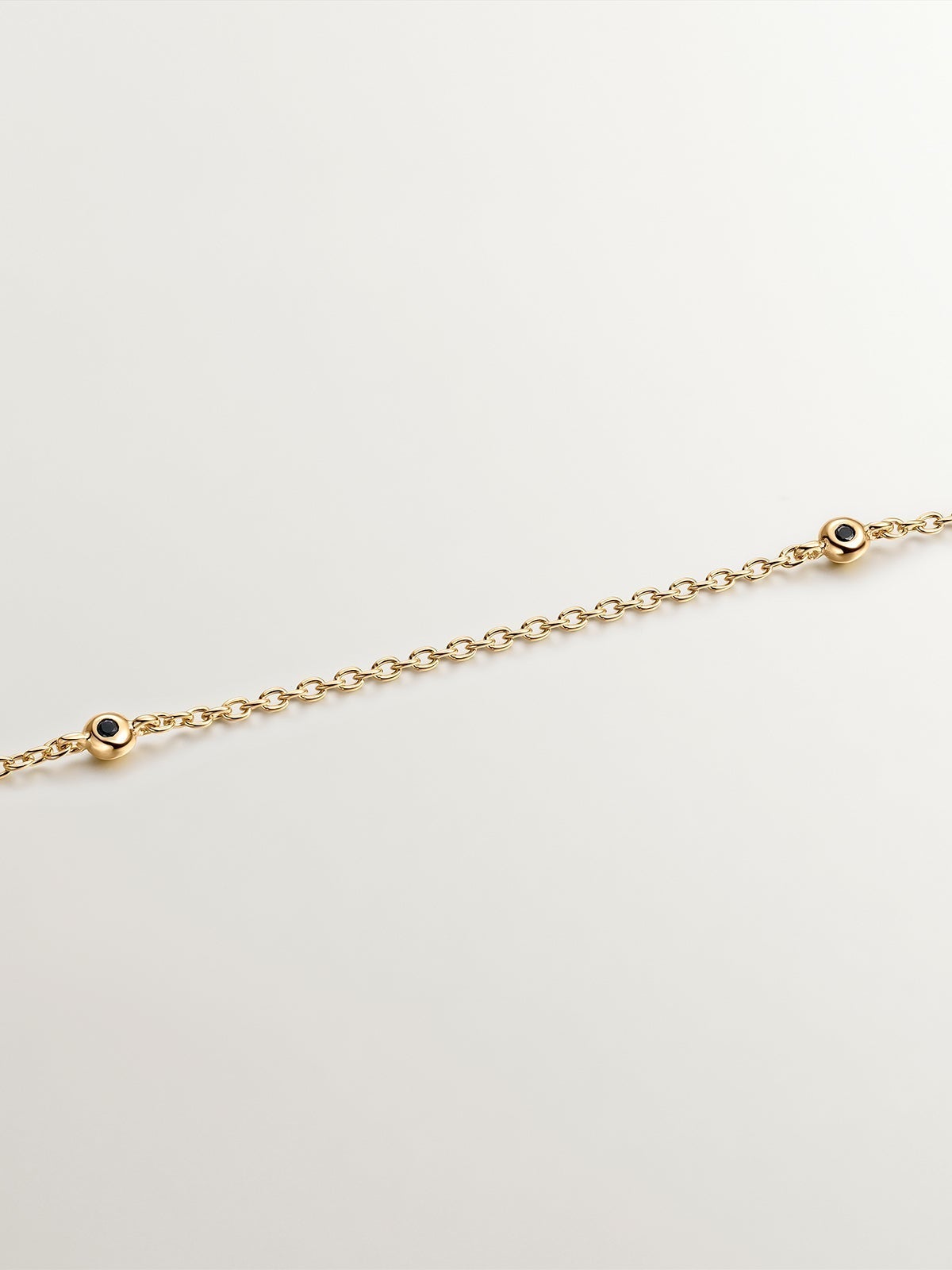 925 Silver necklace bathed in 18K yellow gold with large cross and spinels