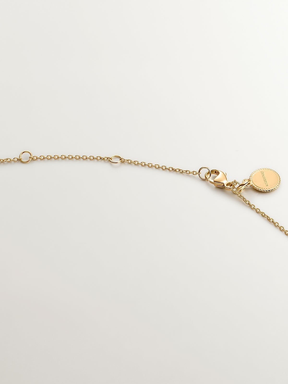 925 Silver necklace bathed in 18K yellow gold with large cross and spinels