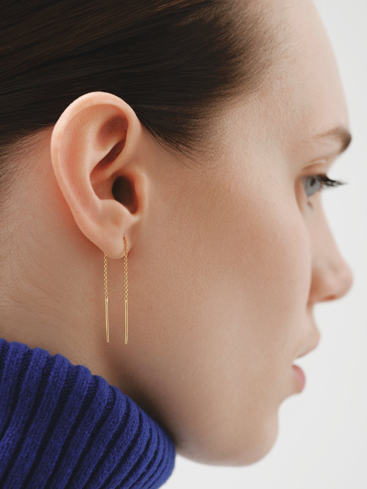 Long 925 silver chain earrings bathed in 18K yellow gold.