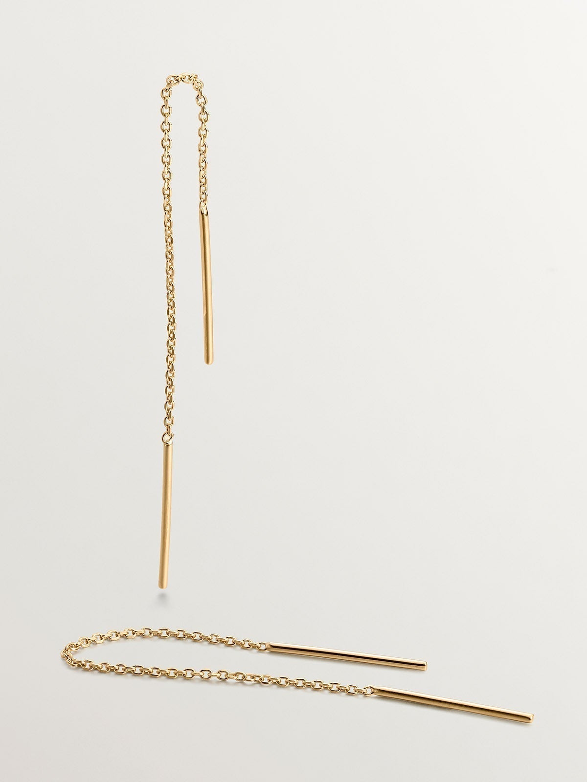 Long 925 silver chain earrings bathed in 18K yellow gold.