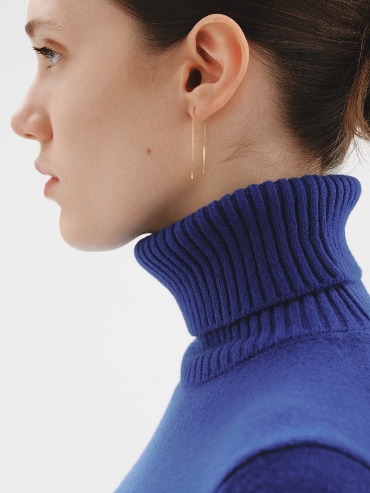 Long 925 silver chain earrings bathed in 18K yellow gold.