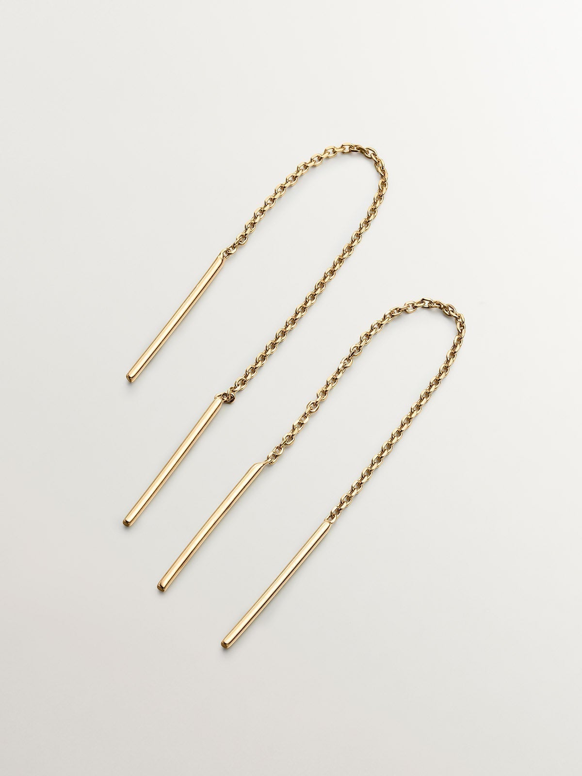 Long 925 silver chain earrings bathed in 18K yellow gold.