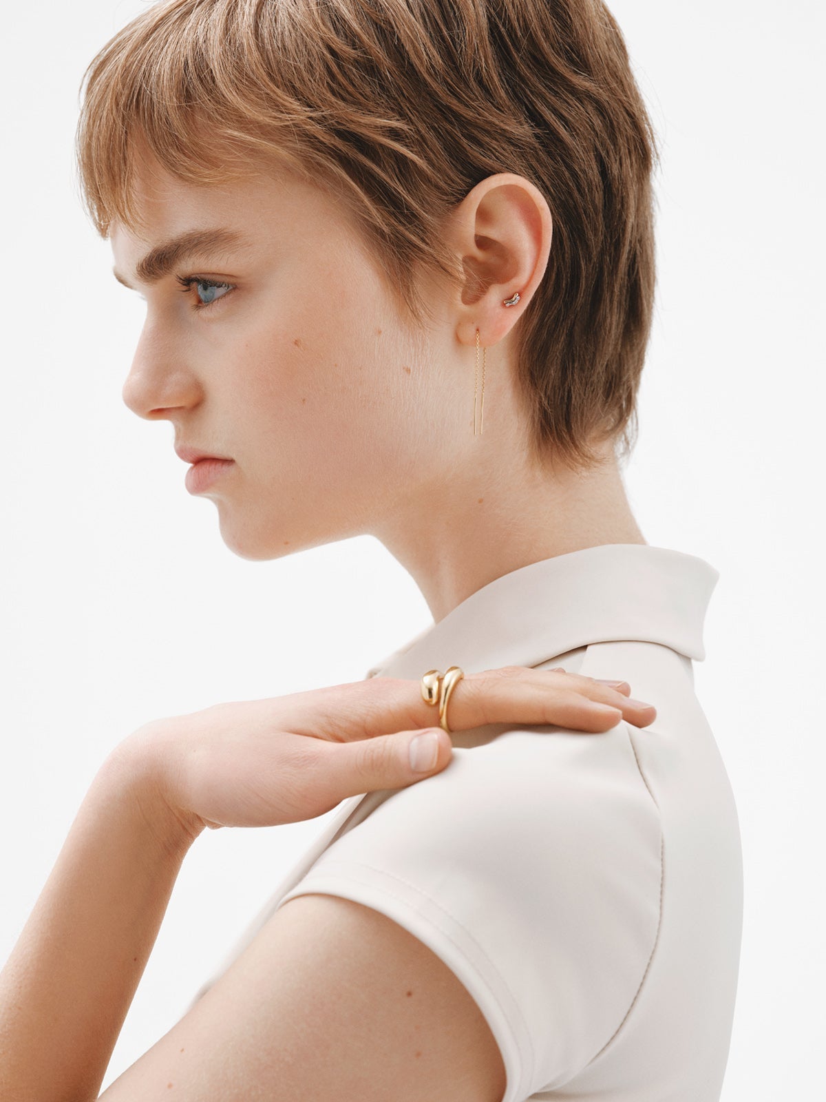 Long 925 silver chain earrings bathed in 18K yellow gold.