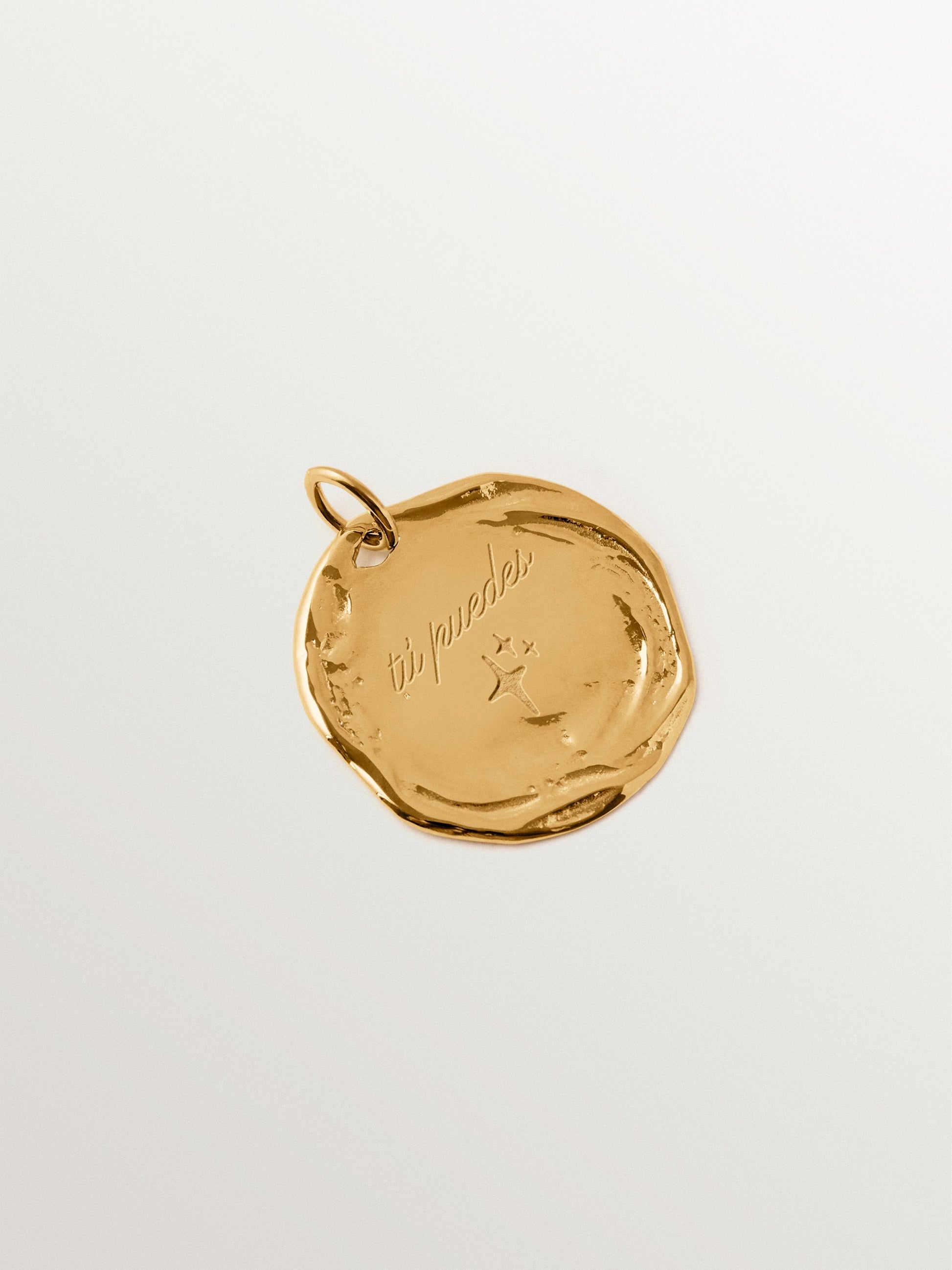 Large customizable charm in 925 silver plated in 18K yellow gold