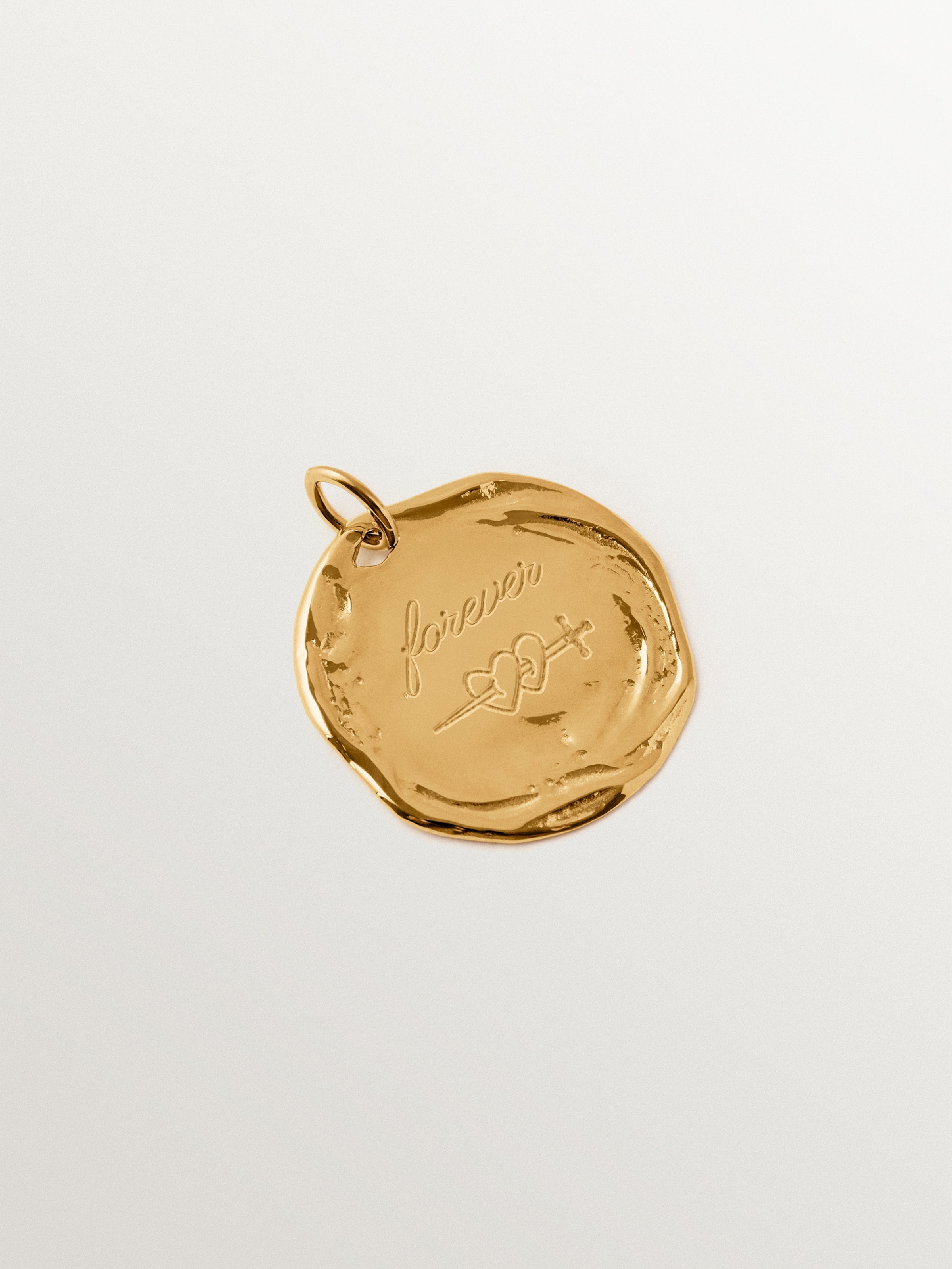 Large customizable charm in 925 silver plated in 18K yellow gold