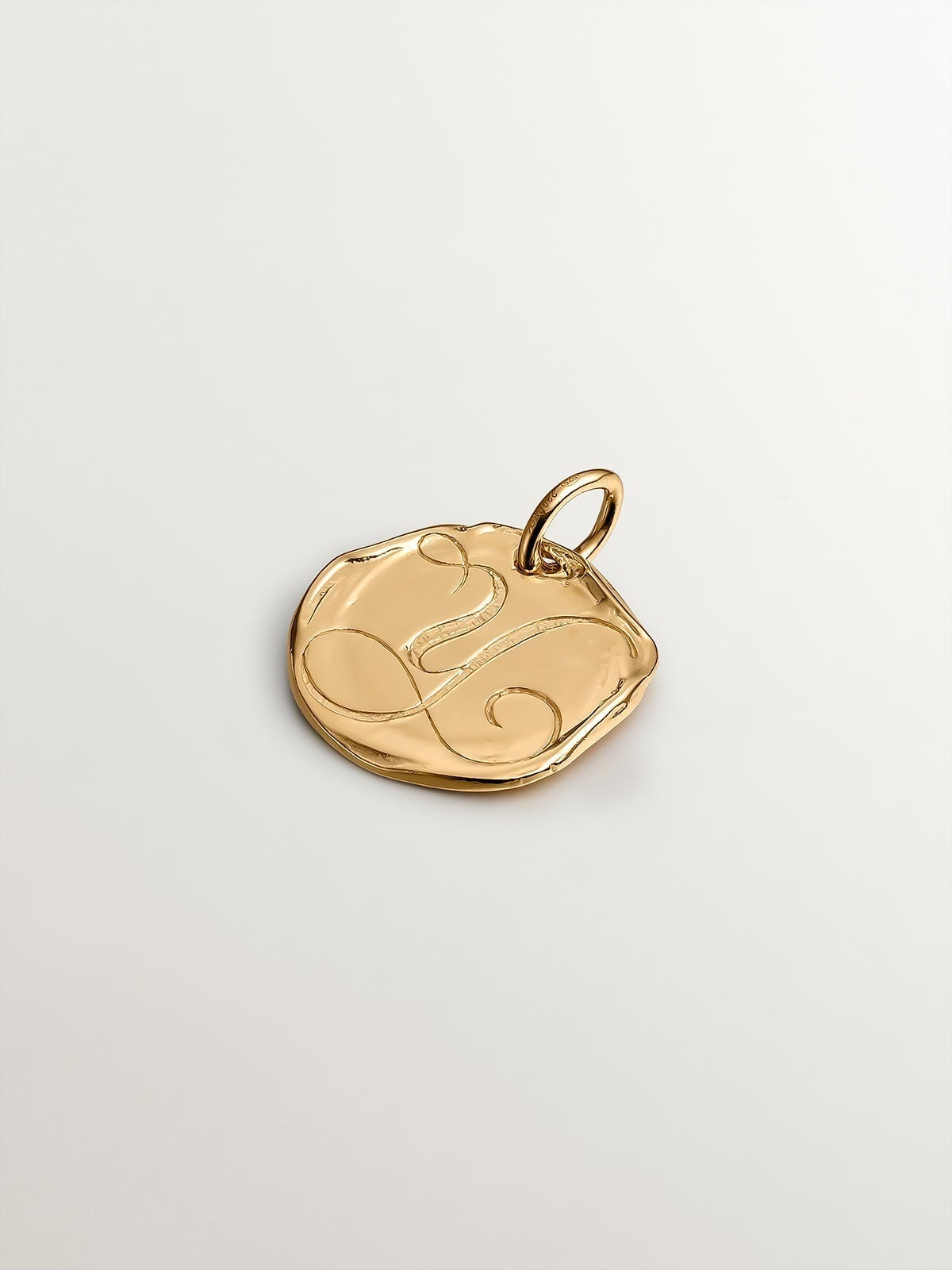 Handcrafted 925 silver charm bathed in 18K yellow gold with initial Y