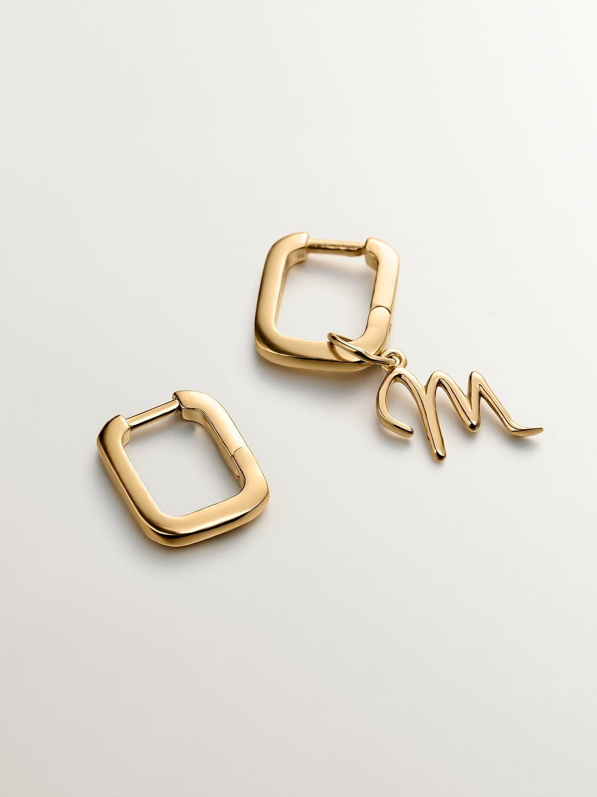 Square hoop earrings in 925 silver bathed in 18K yellow gold