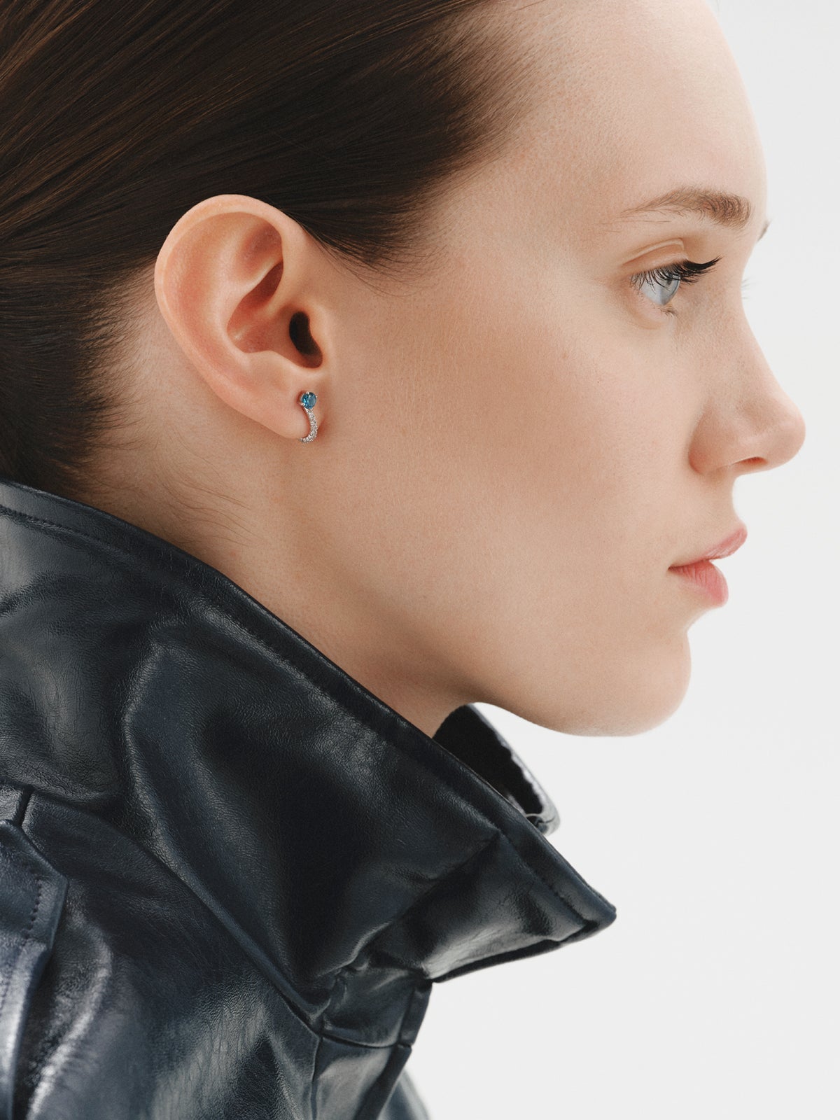 925 Silver hoop earrings with blue and white topaz.