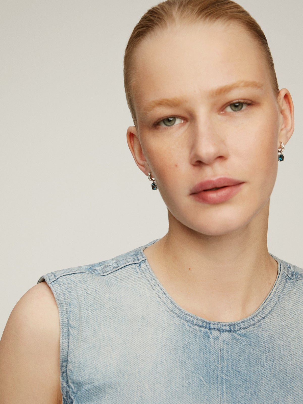 925 Silver hoop earrings with London blue and white topazes.