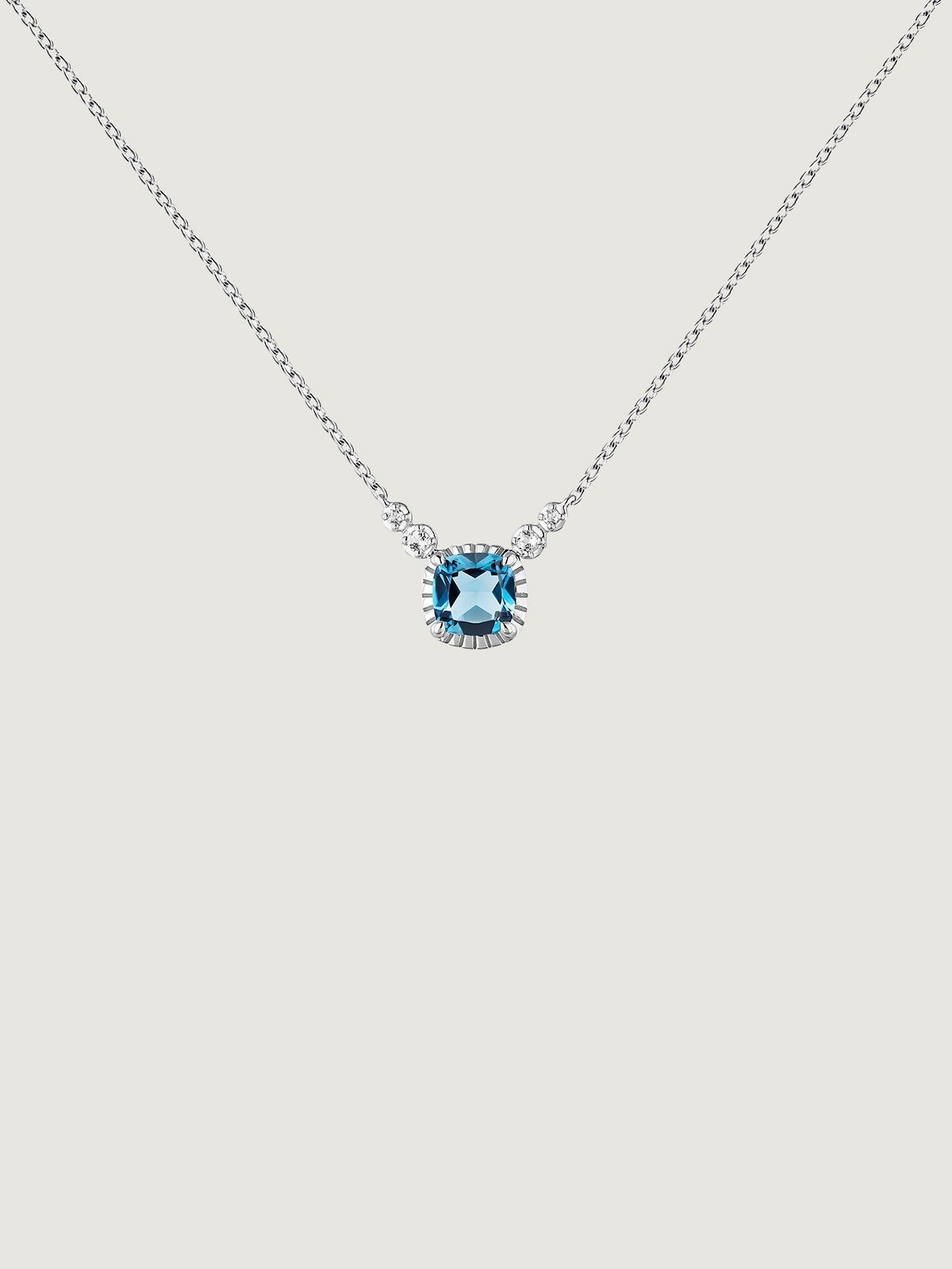 925 Silver Pendant with London Blue and White Topazes