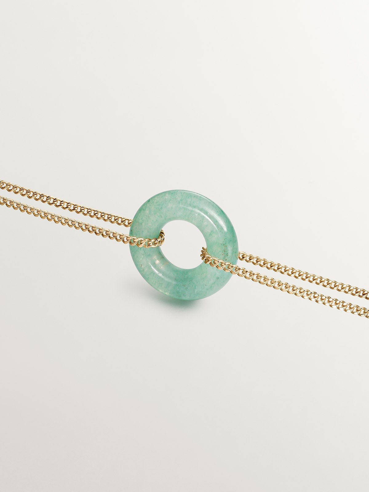 18K yellow gold plated 925 silver bracelet with green aventurine