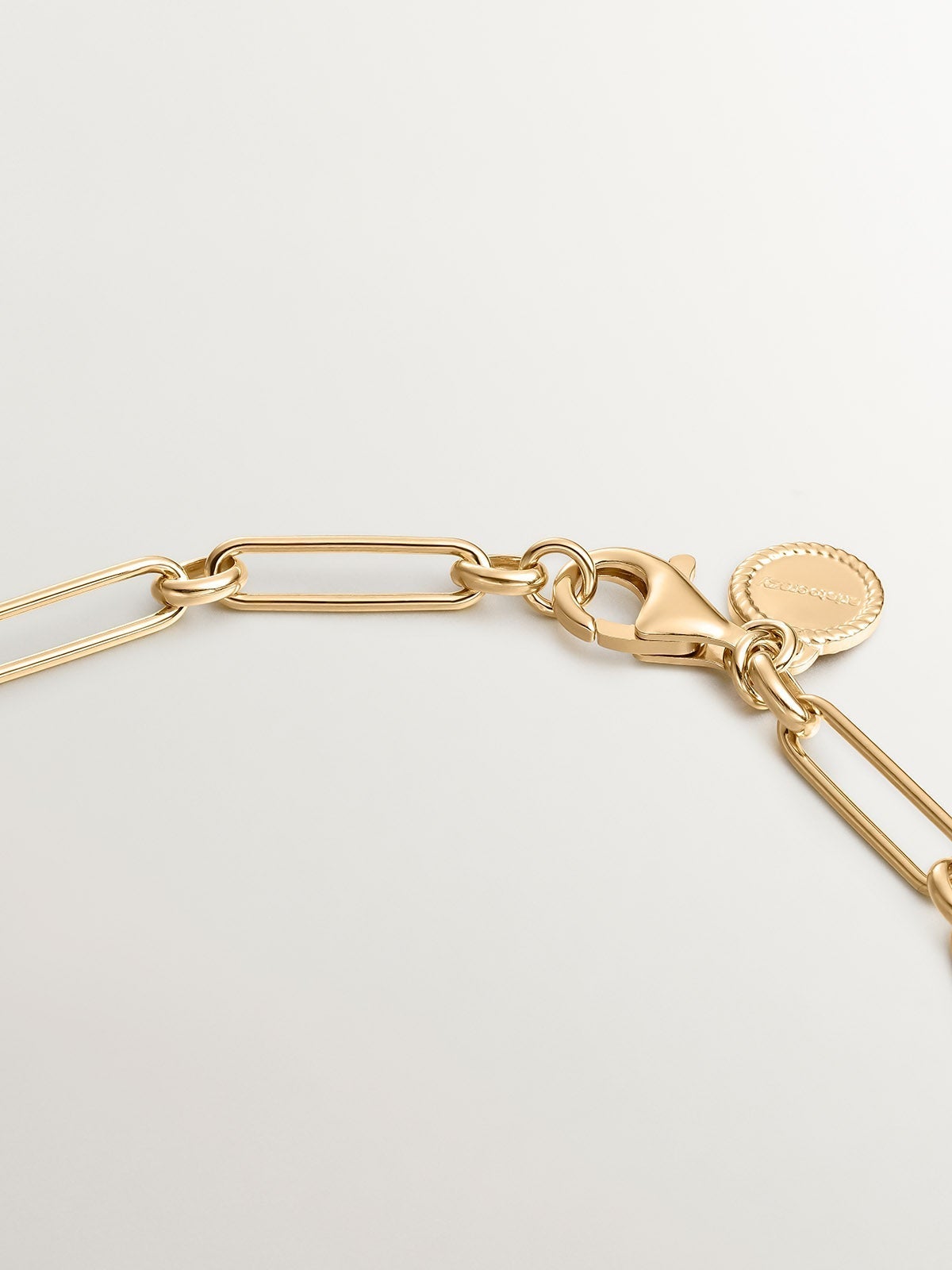 925 Silver link bracelet bathed in 18K yellow gold with purple amethyst