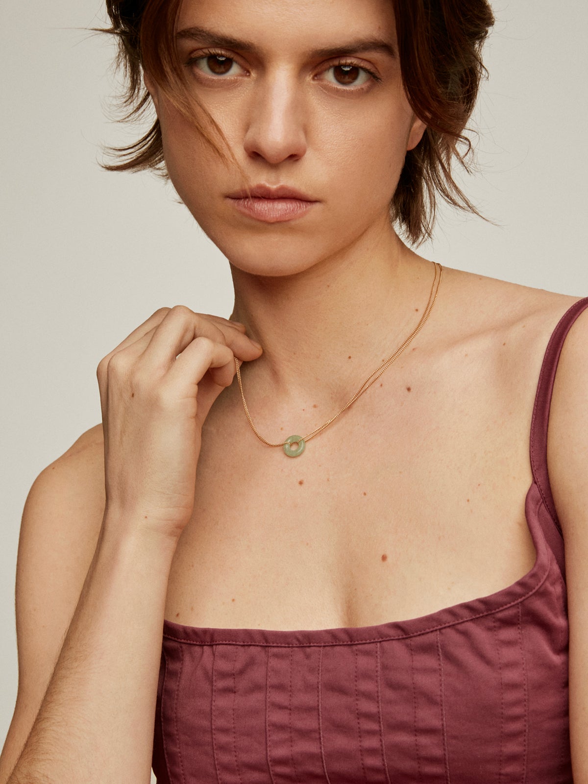 Yellow 18K gold-plated 925 silver pendant with green aventurine