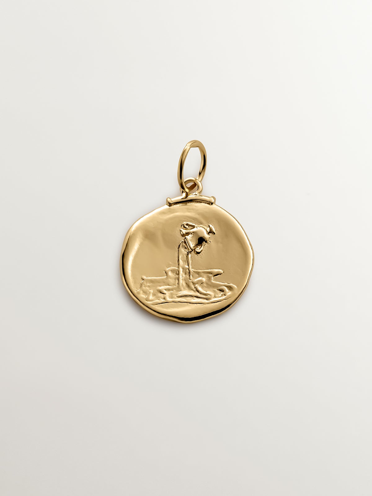 925 Silver Aquarius Charm Coated in 18K Yellow Gold