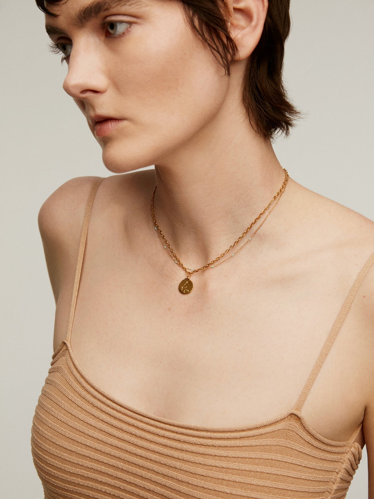 925 Silver Aquarius Charm Coated in 18K Yellow Gold