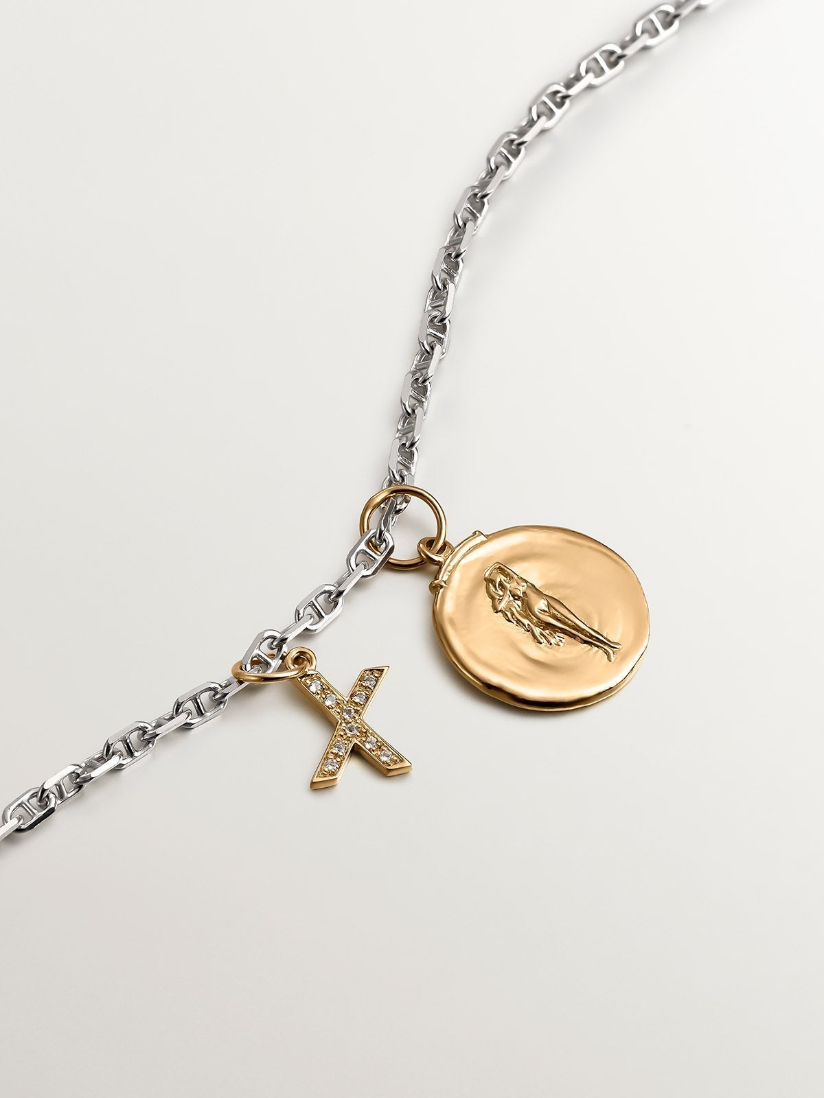 925 Silver Virgo Charm bathed in 18K Yellow Gold