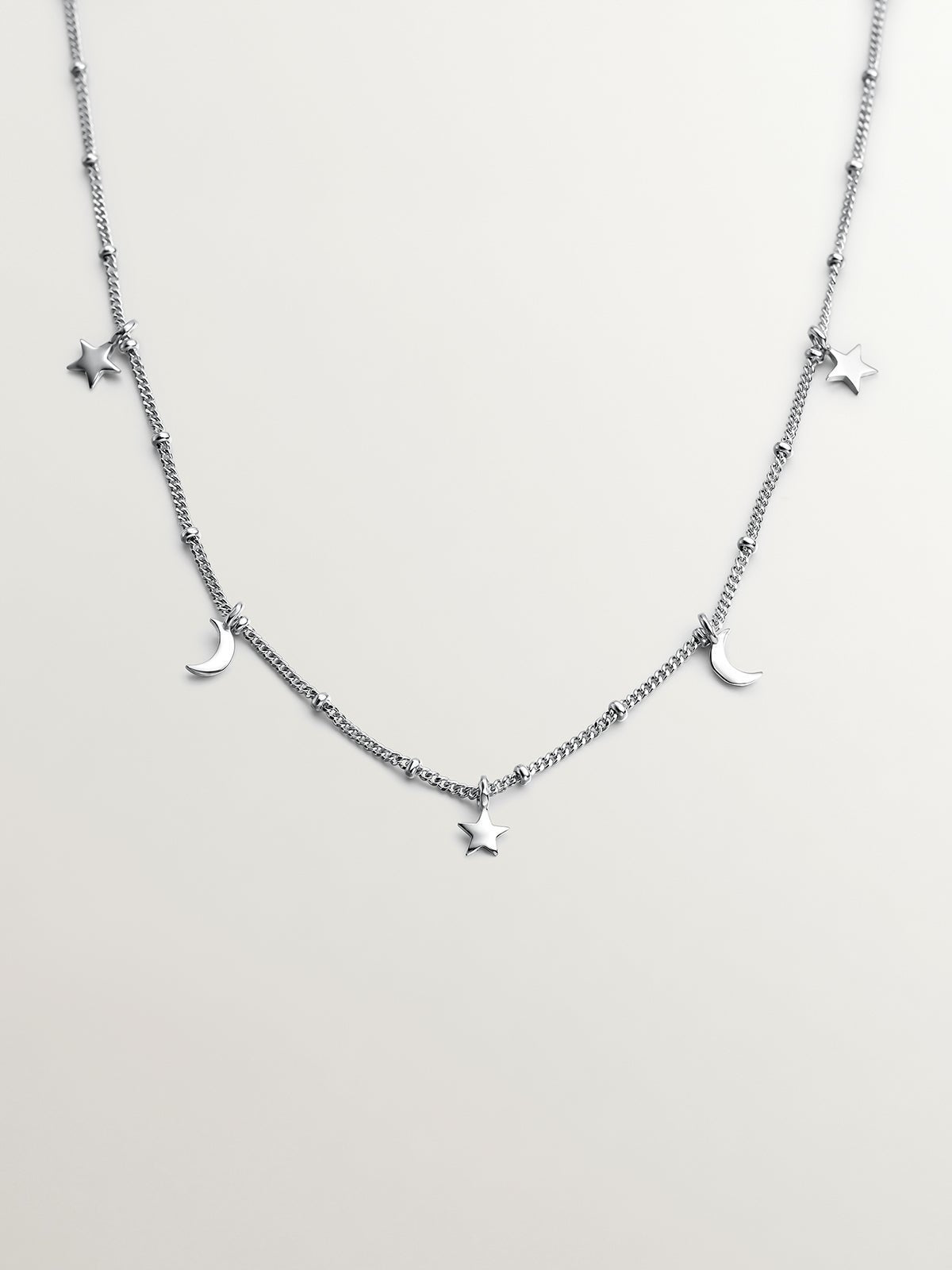 925 Silver Necklace with Stars and Moons