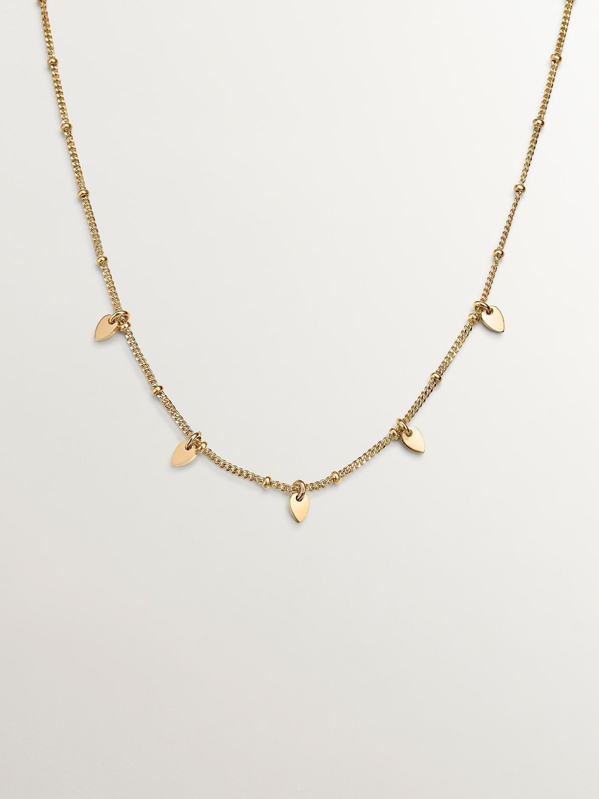 18K Yellow Gold plated 925 Silver Necklace with leaves