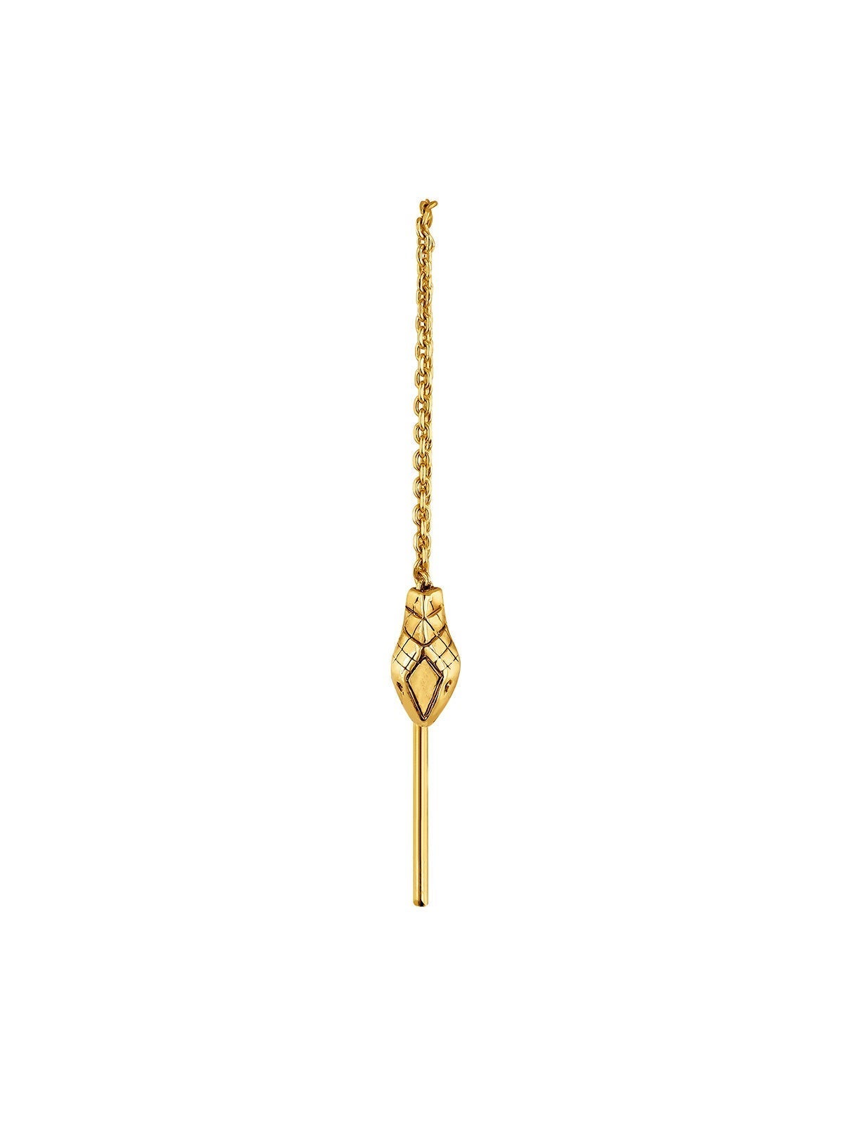 Individual 925 silver earring bathed in 18K yellow gold with a snake head.