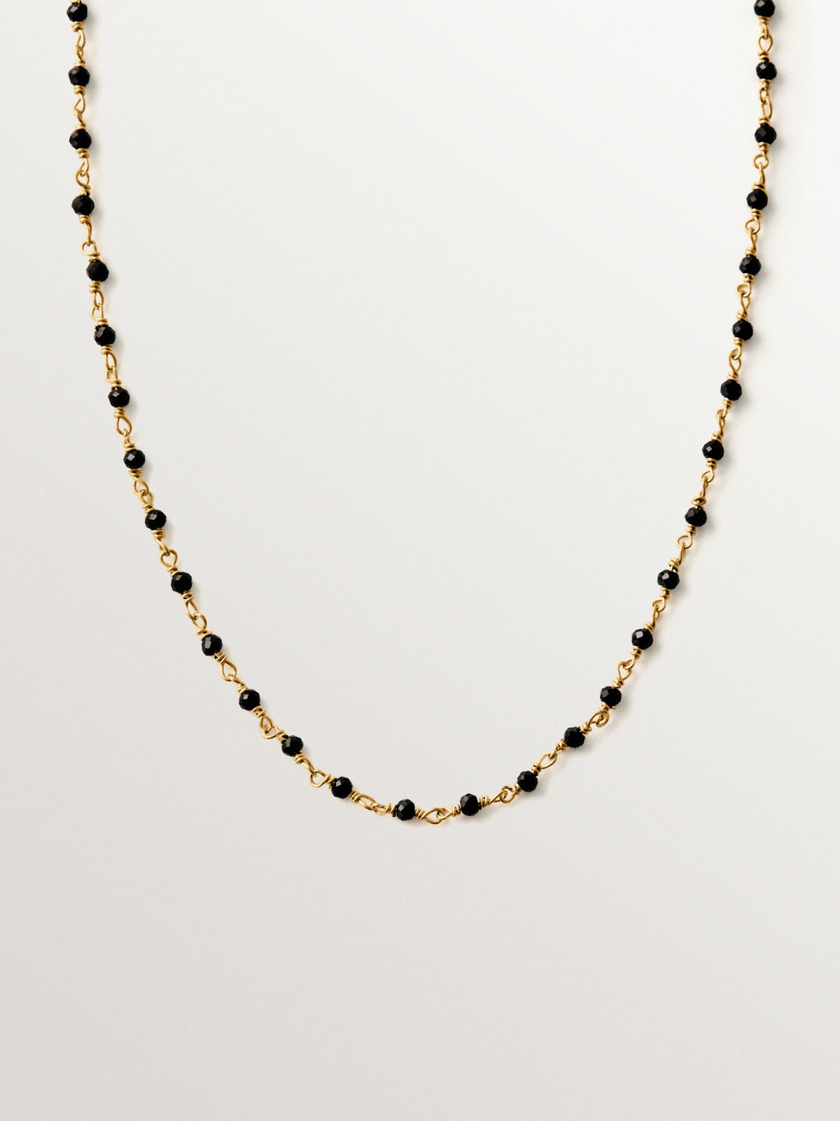 925 silver chain plated in 18K yellow gold with black spinels