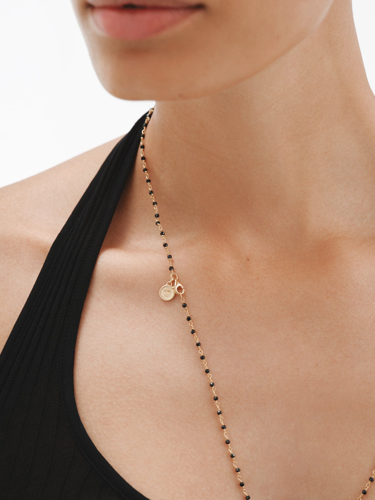 925 silver chain plated in 18K yellow gold with black spinels