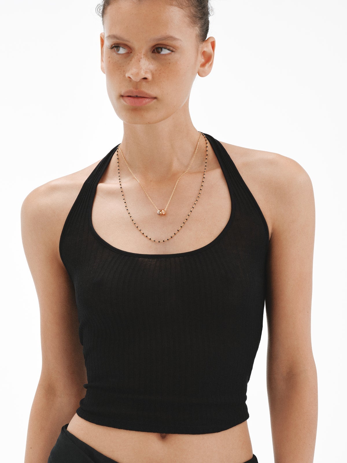925 silver chain plated in 18K yellow gold with black spinels