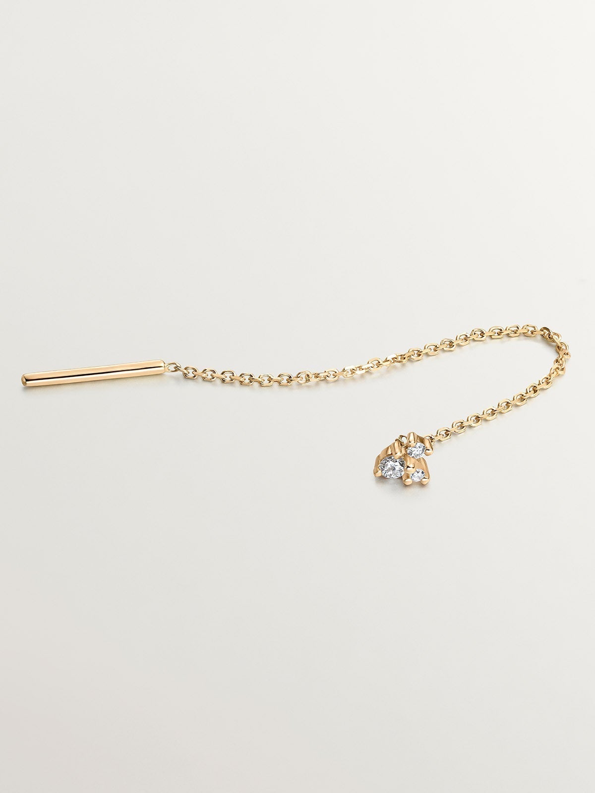 18K yellow gold single earring with chain and diamonds