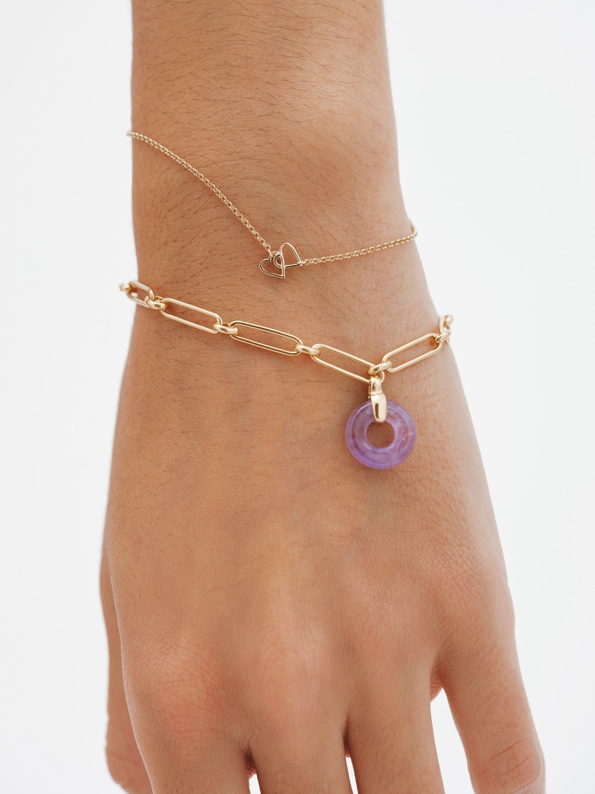9K Yellow Gold bracelet with interlaced hearts