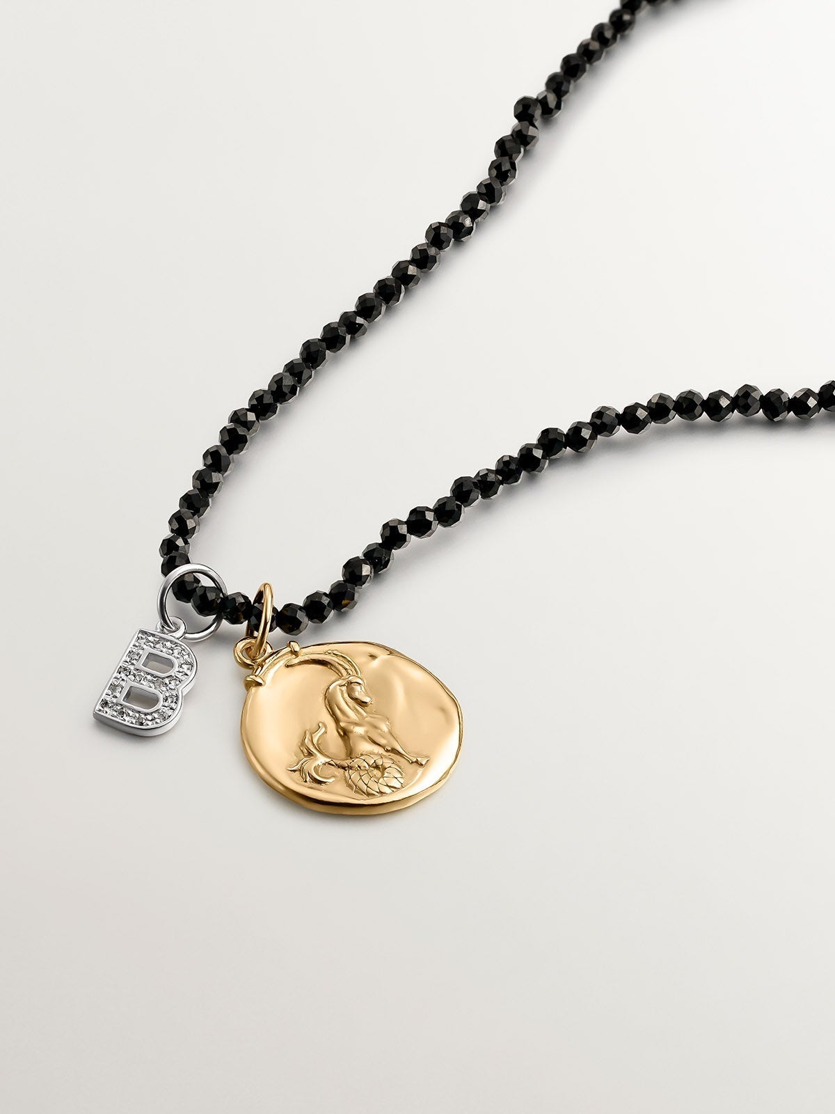 925 Silver Charm with White Topaz Initial B