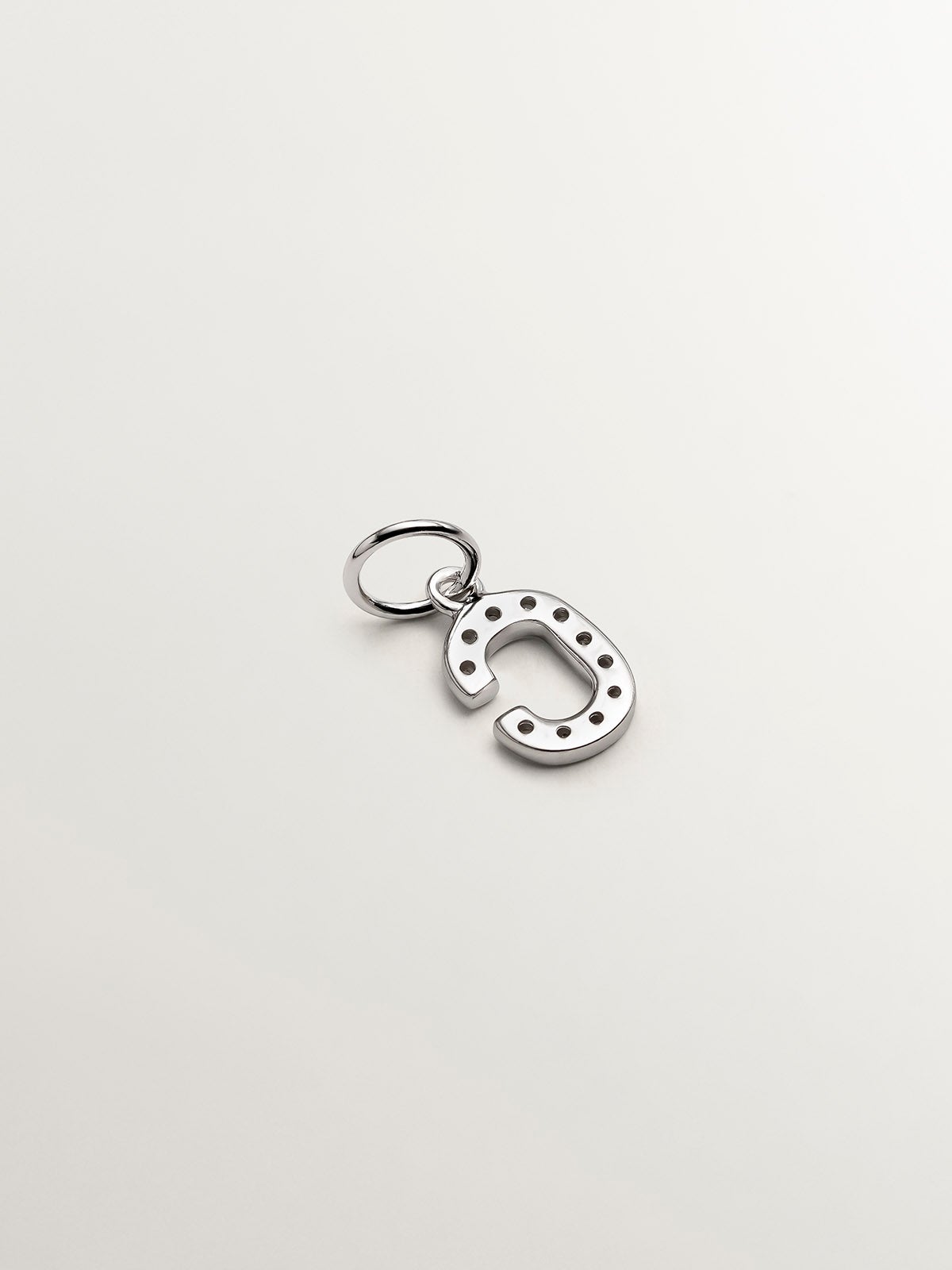 925 Silver Charm and White Topaz Initial C