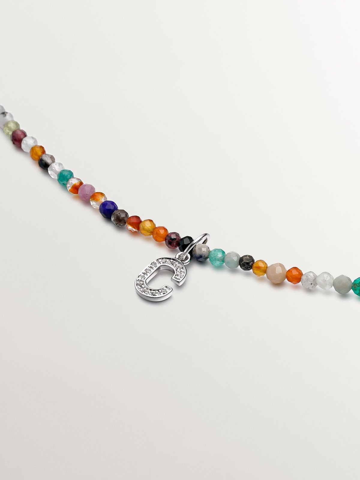 925 Silver Charm and White Topaz Initial C