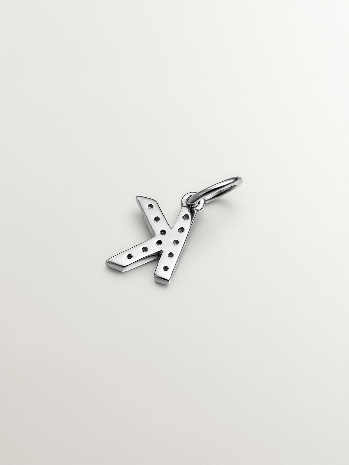 925 Silver Charm with White Topaz Initial K