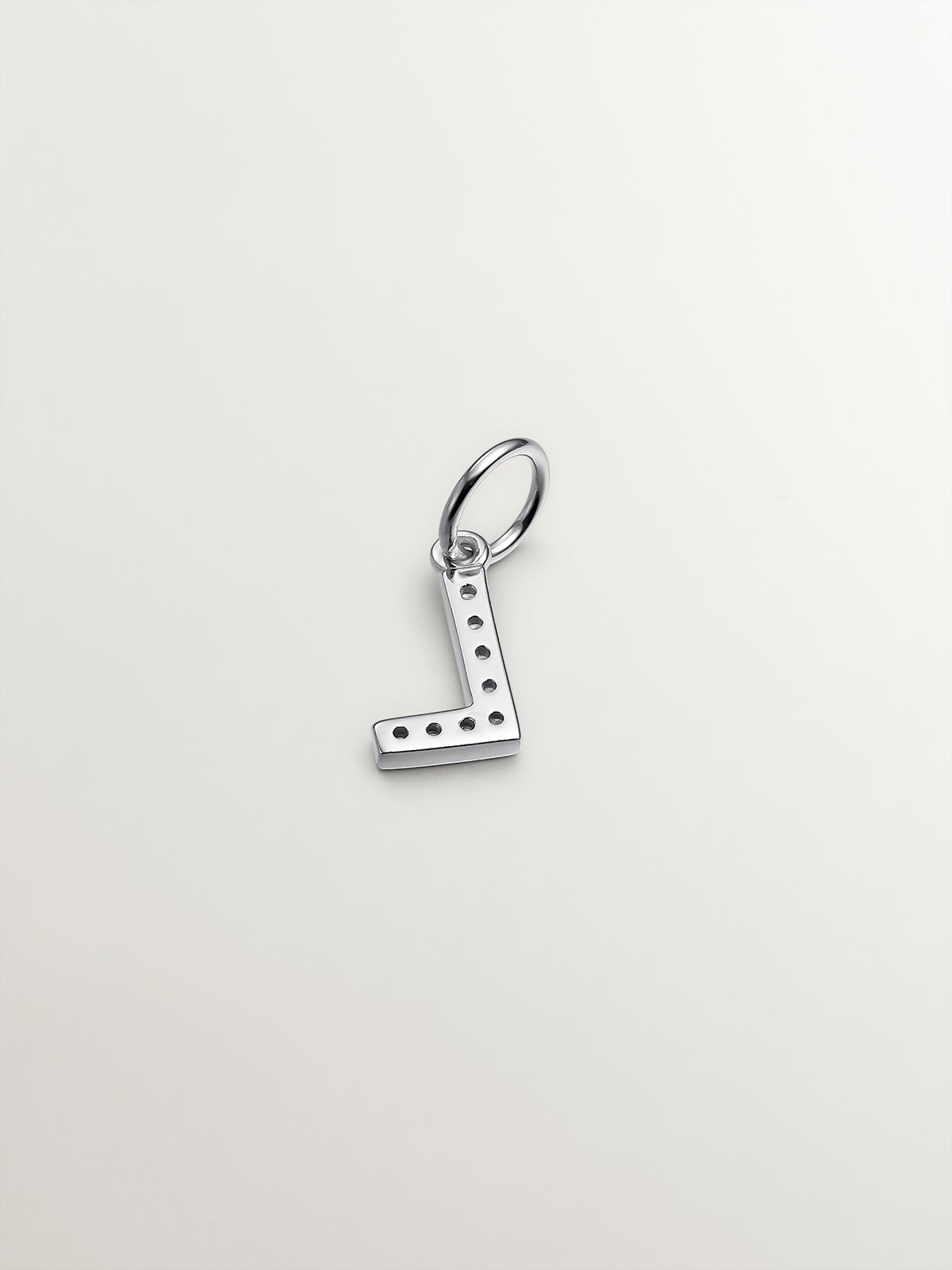 925 Silver Charm and White Topaz Initial L