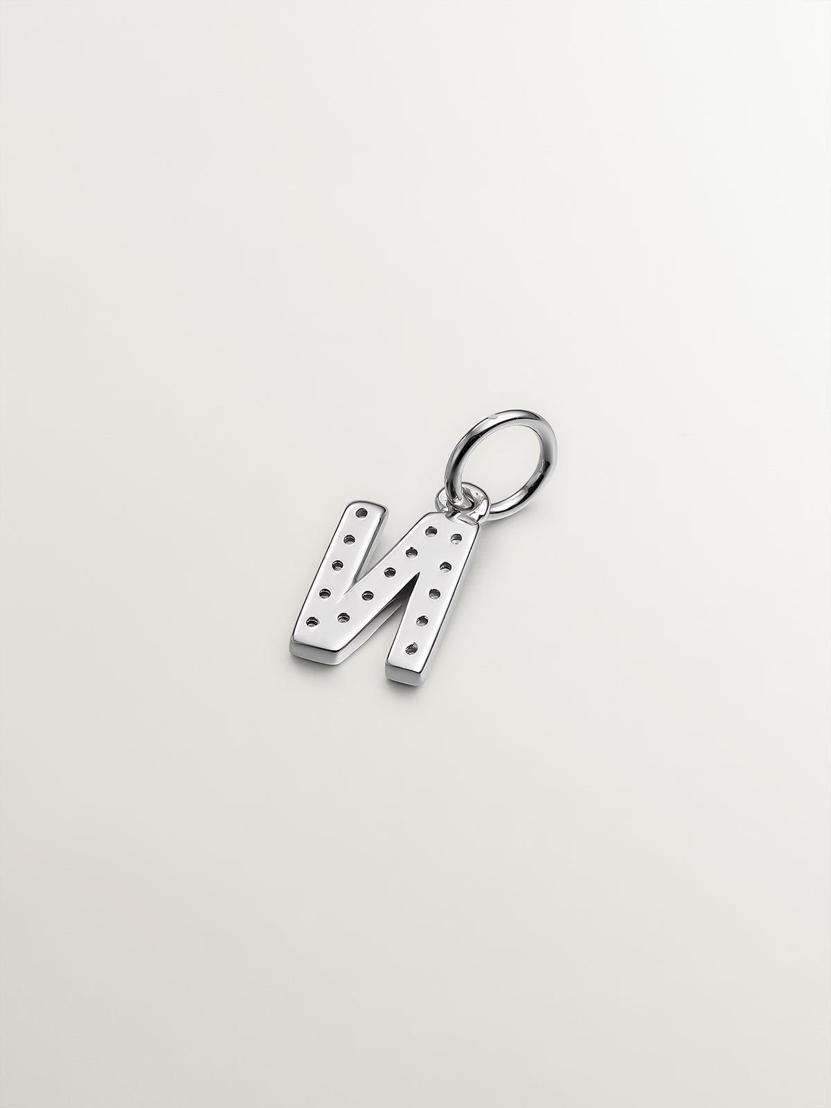 925 Silver Charm with White Topaz Initial N