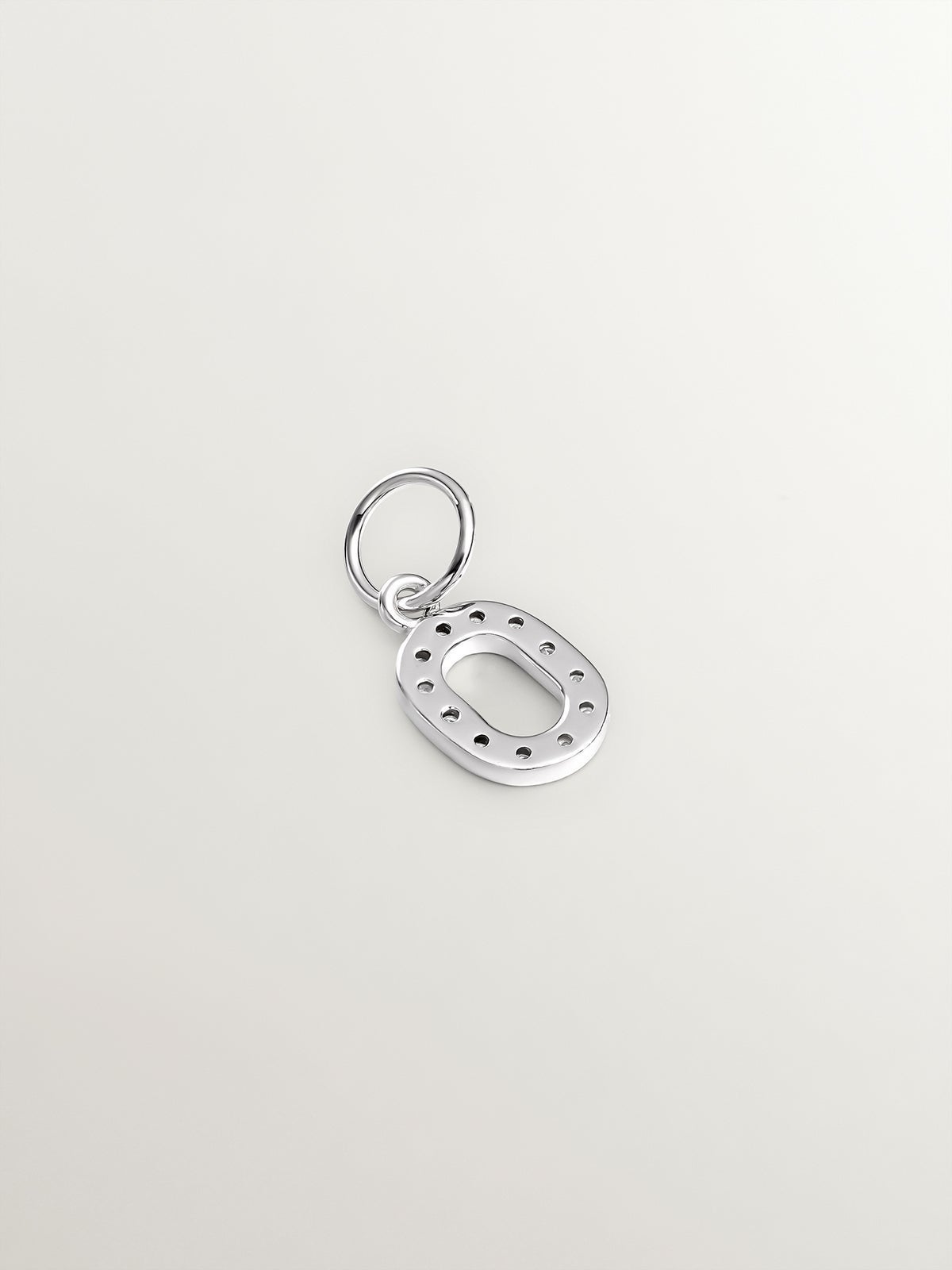 925 Silver Charm and White Topaz Initial O