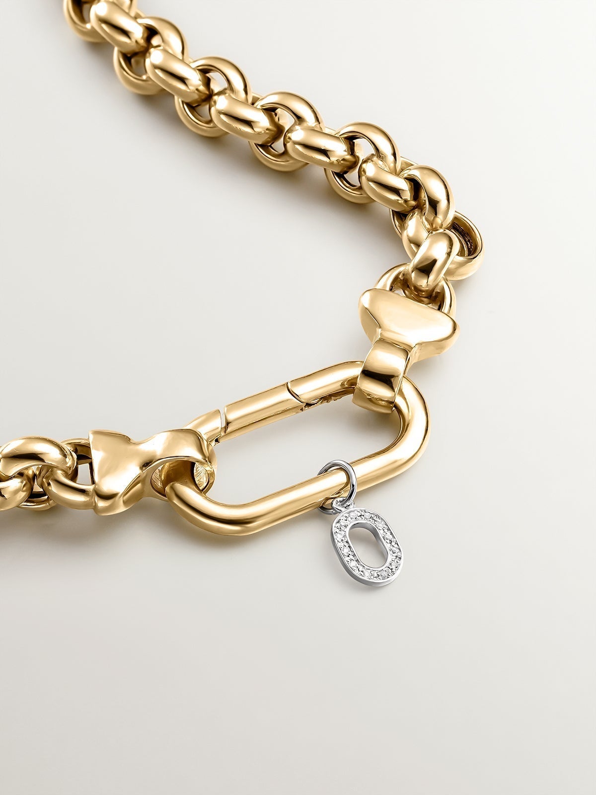 925 Silver Charm and White Topaz Initial O