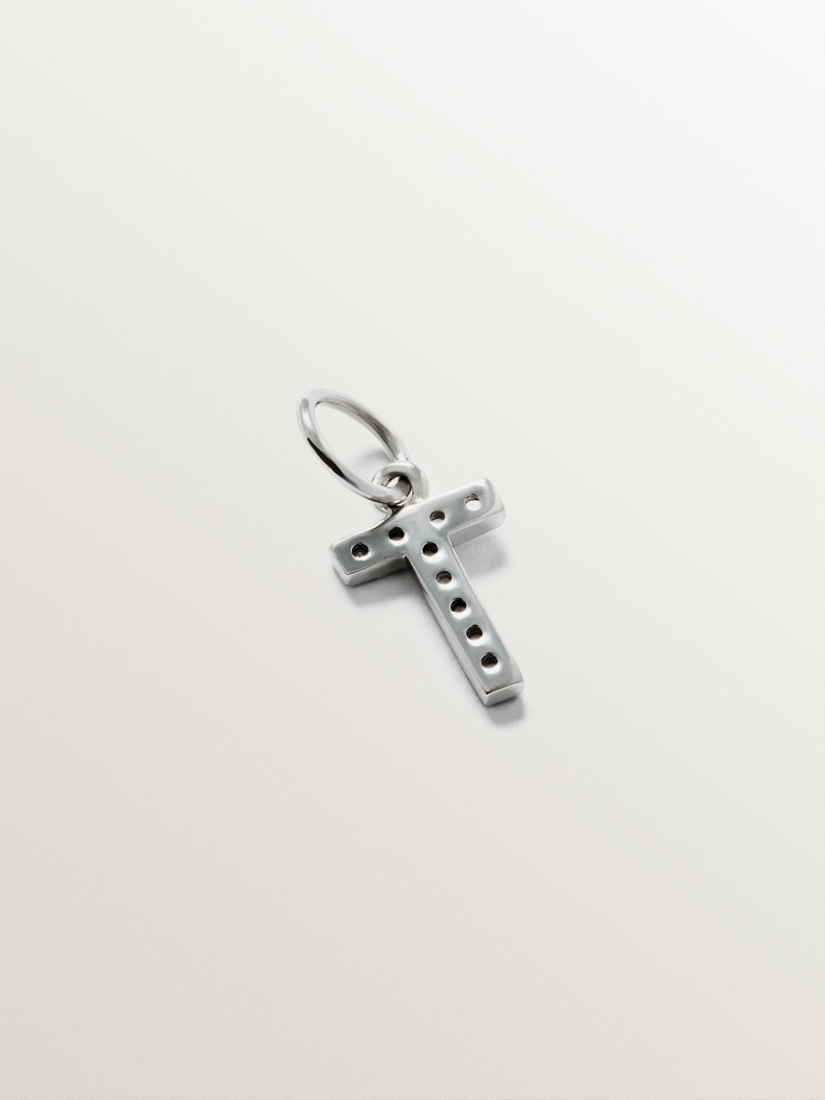 925 Silver Charm with white topaz initial T
