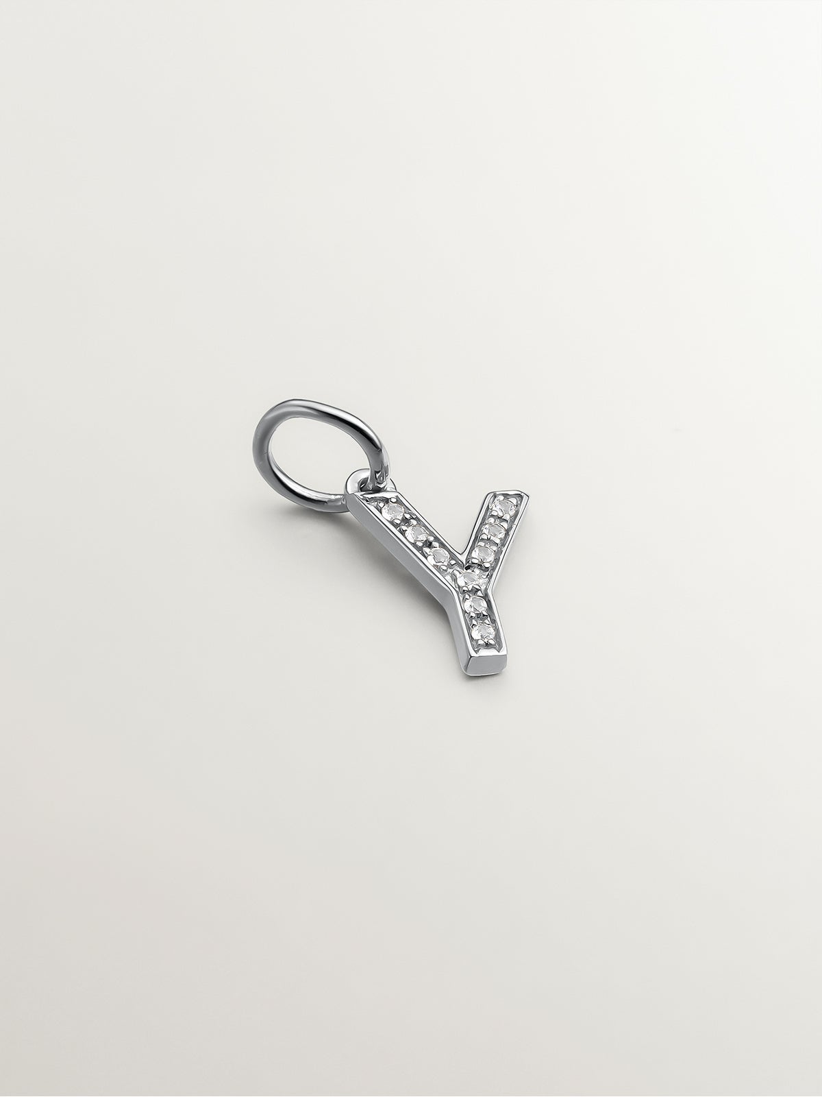 925 Silver Charm and White Topaz Initial Y
