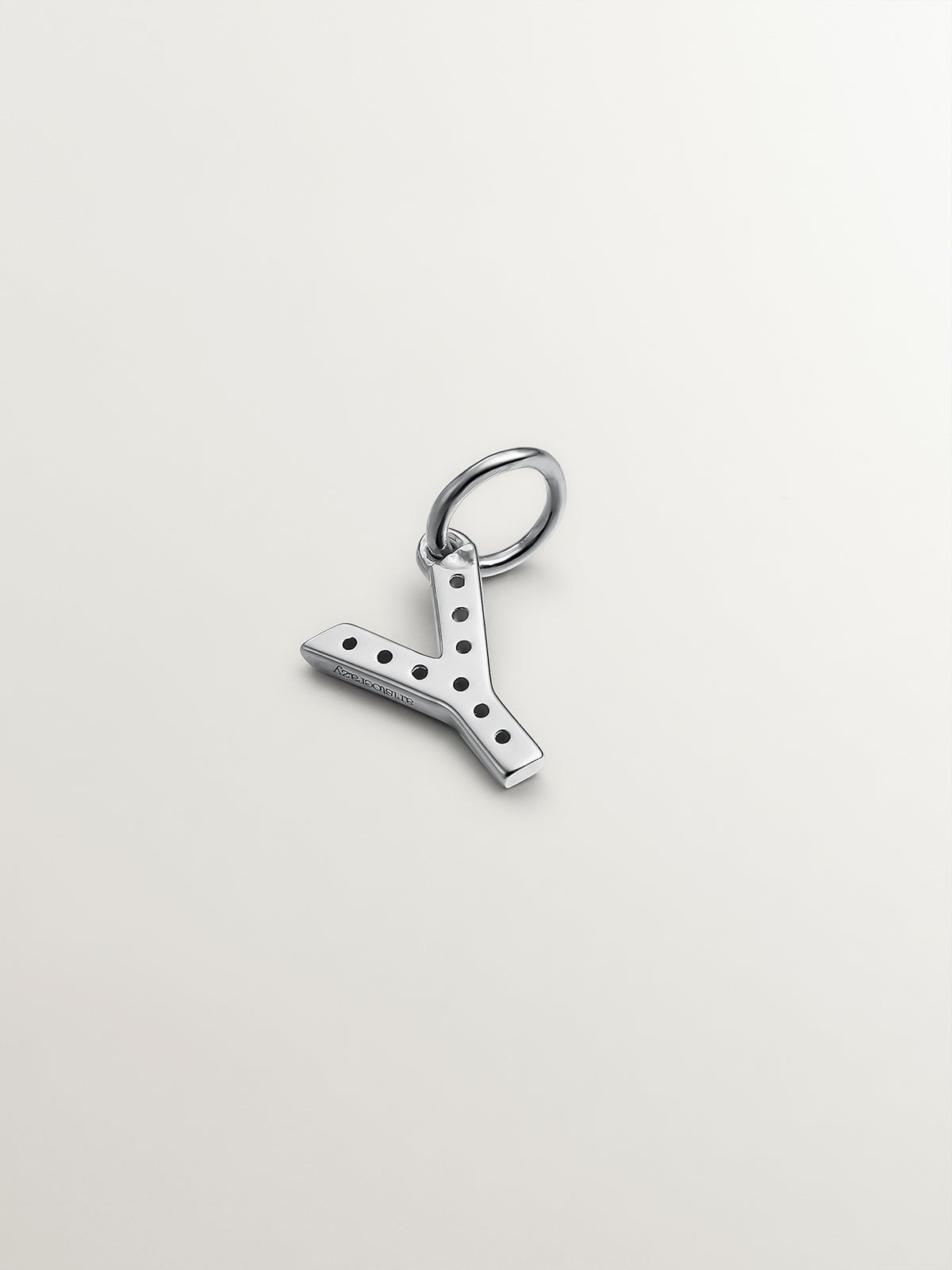 925 Silver Charm and White Topaz Initial Y
