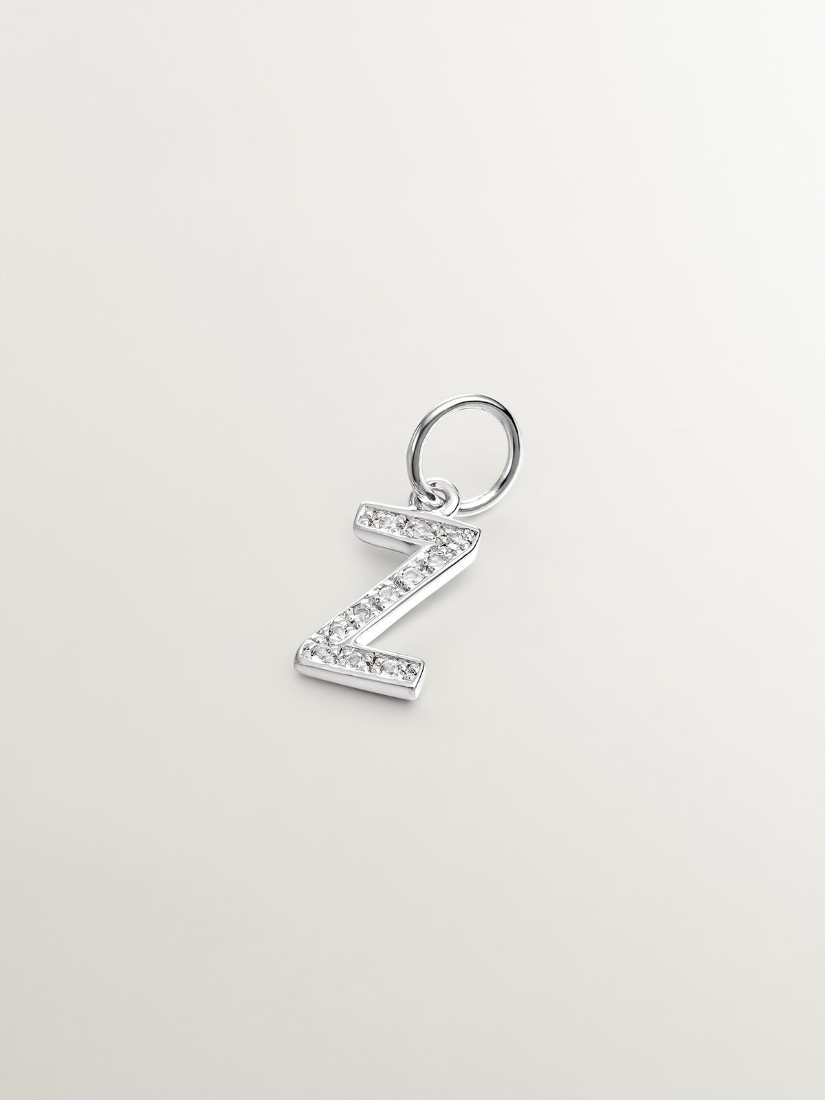 925 Silver Charm with White Topaz Initial Z