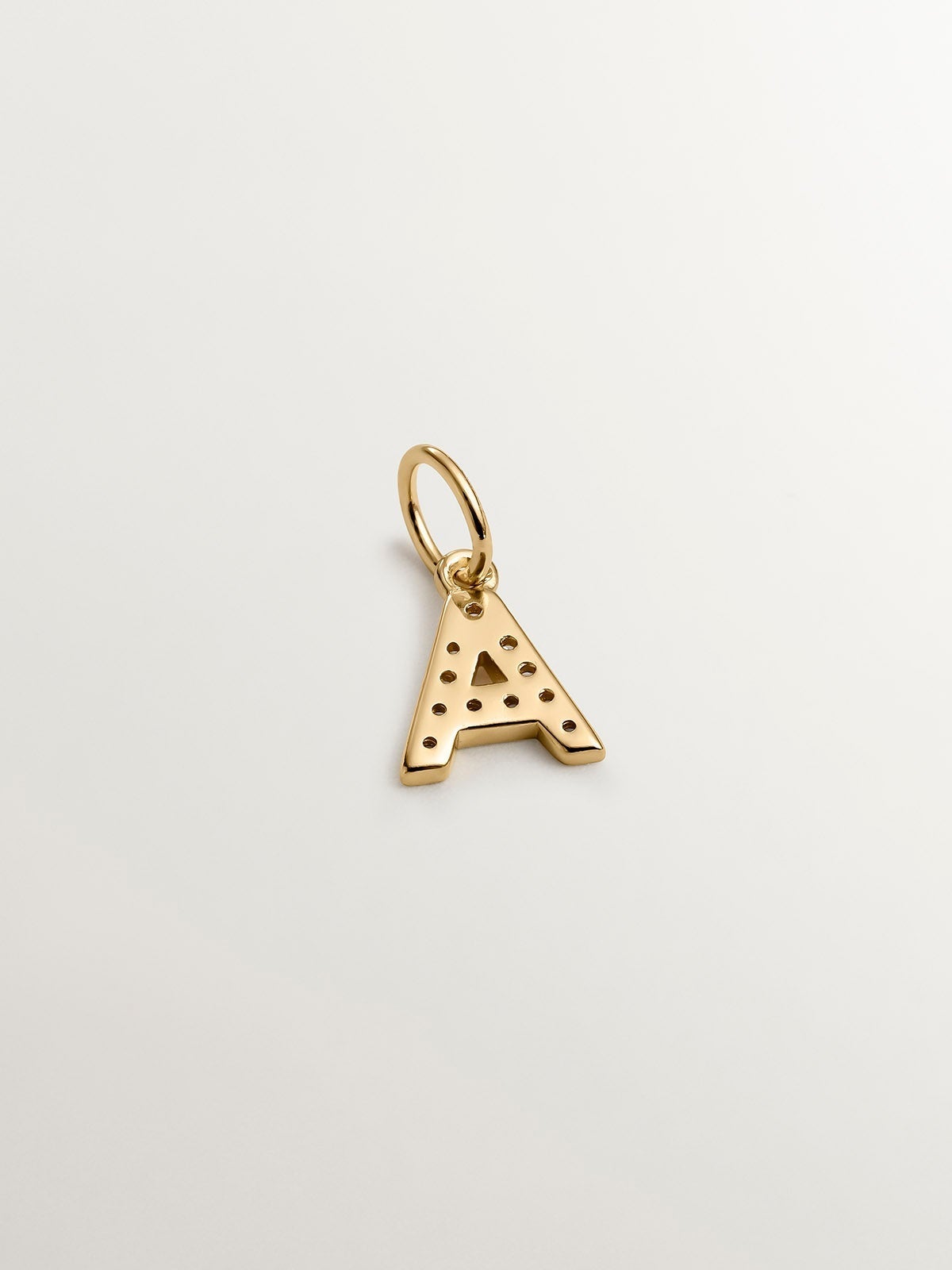 925 Silver Charm bathed in 18K yellow gold and white topaz with initial A