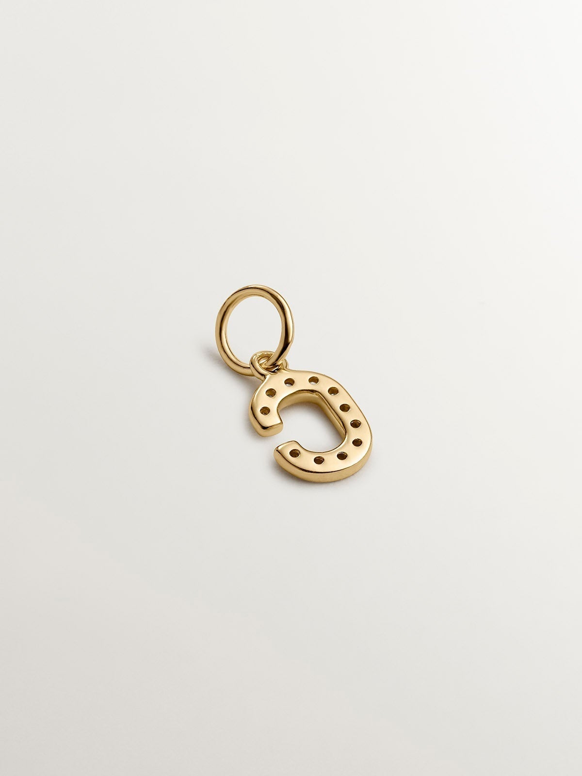 925 Silver Charm plated in 18K Yellow Gold with white topaz, initial C.