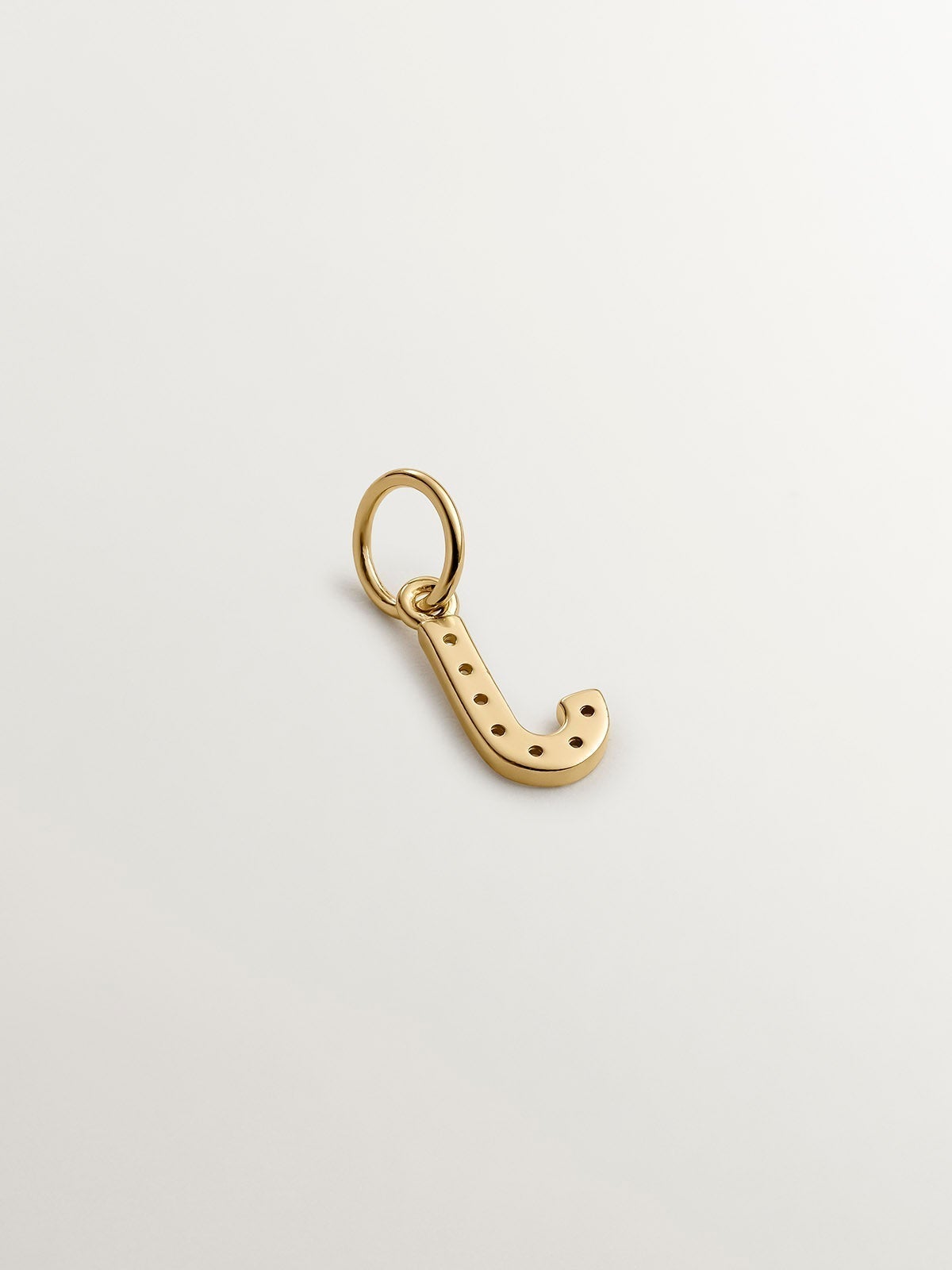 925 Sterling Silver Charm, 18K Yellow Gold Plated with White Topaz Initial J.