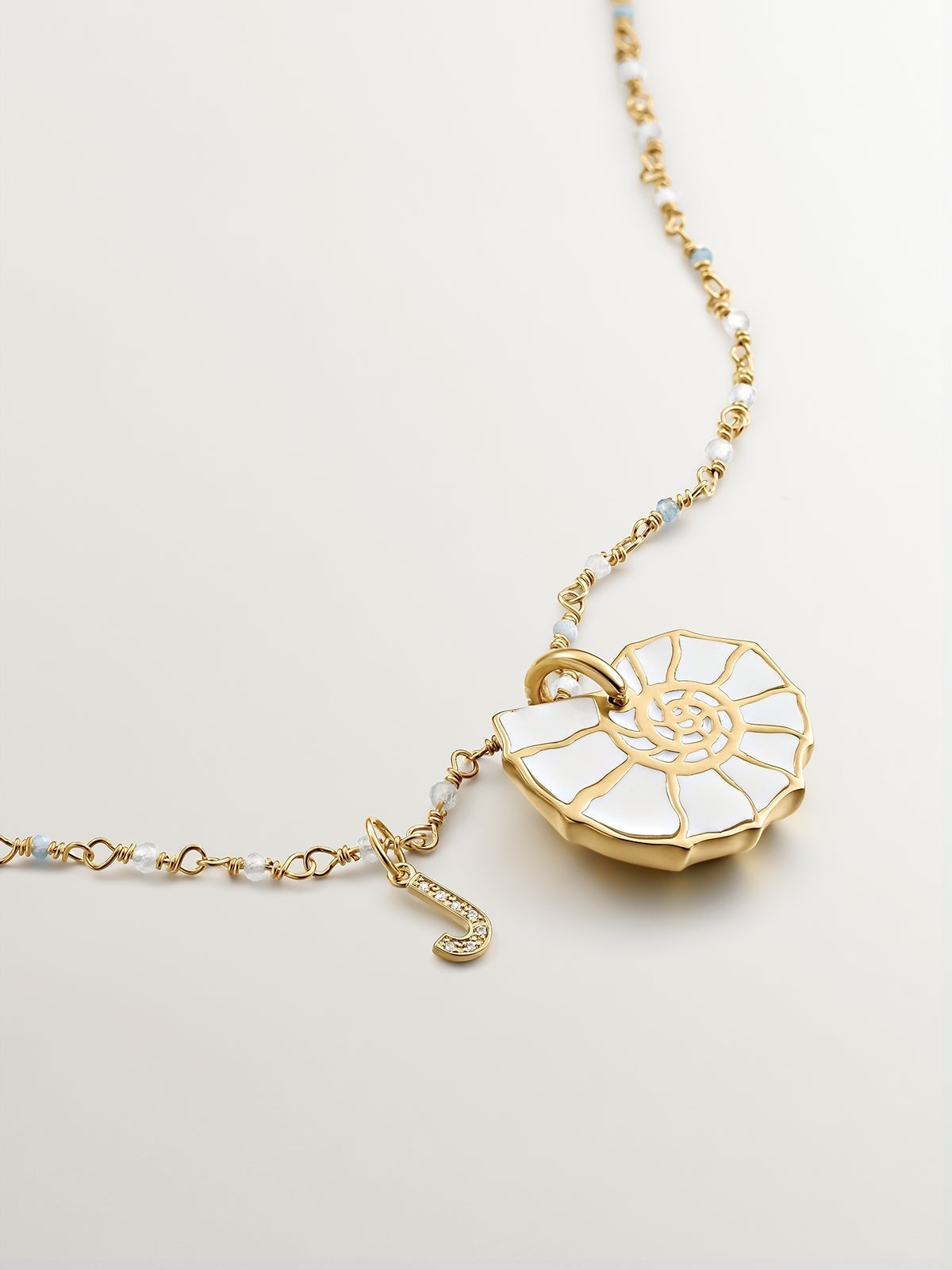 925 Sterling Silver Charm, 18K Yellow Gold Plated with White Topaz Initial J.