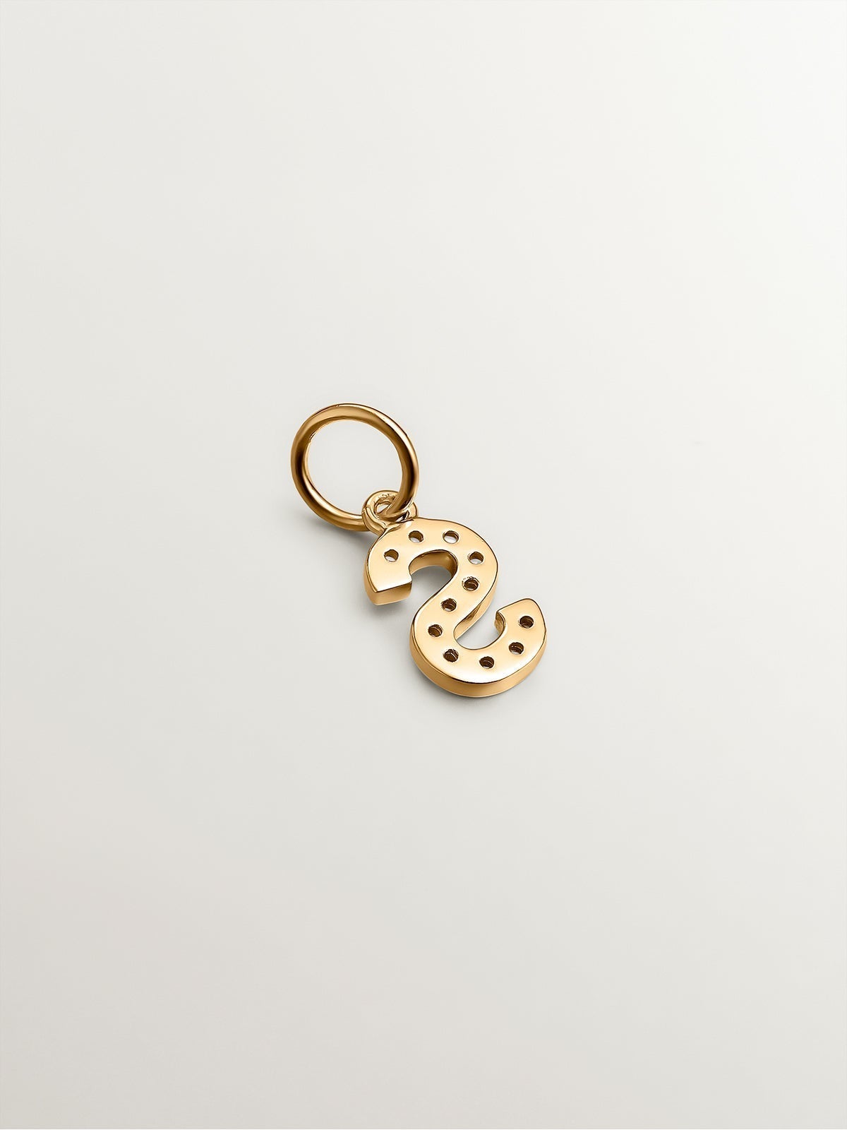 925 Silver charm dipped in 18K yellow gold and white topaz with initial S