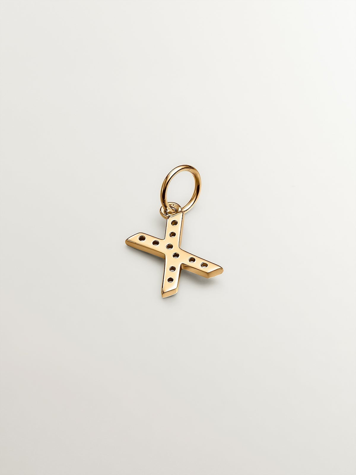 18K Yellow Gold Plated 925 Silver Charm with White Topaz Initial X