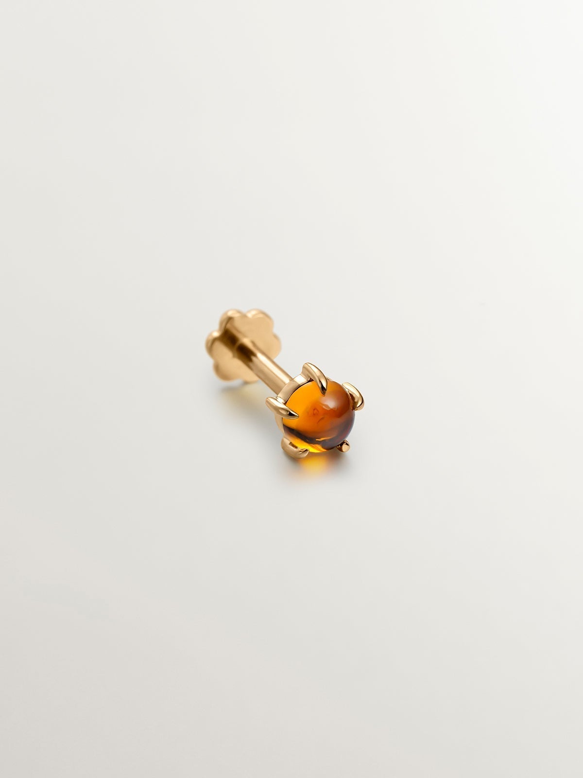 18K gold single earring with orange citrine